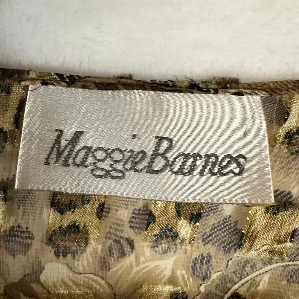 Vintage Maggie Barnes‎ Paisley Animal Print Clipdot Brown Flowy Cardigan Tied - Picture 6 of 9